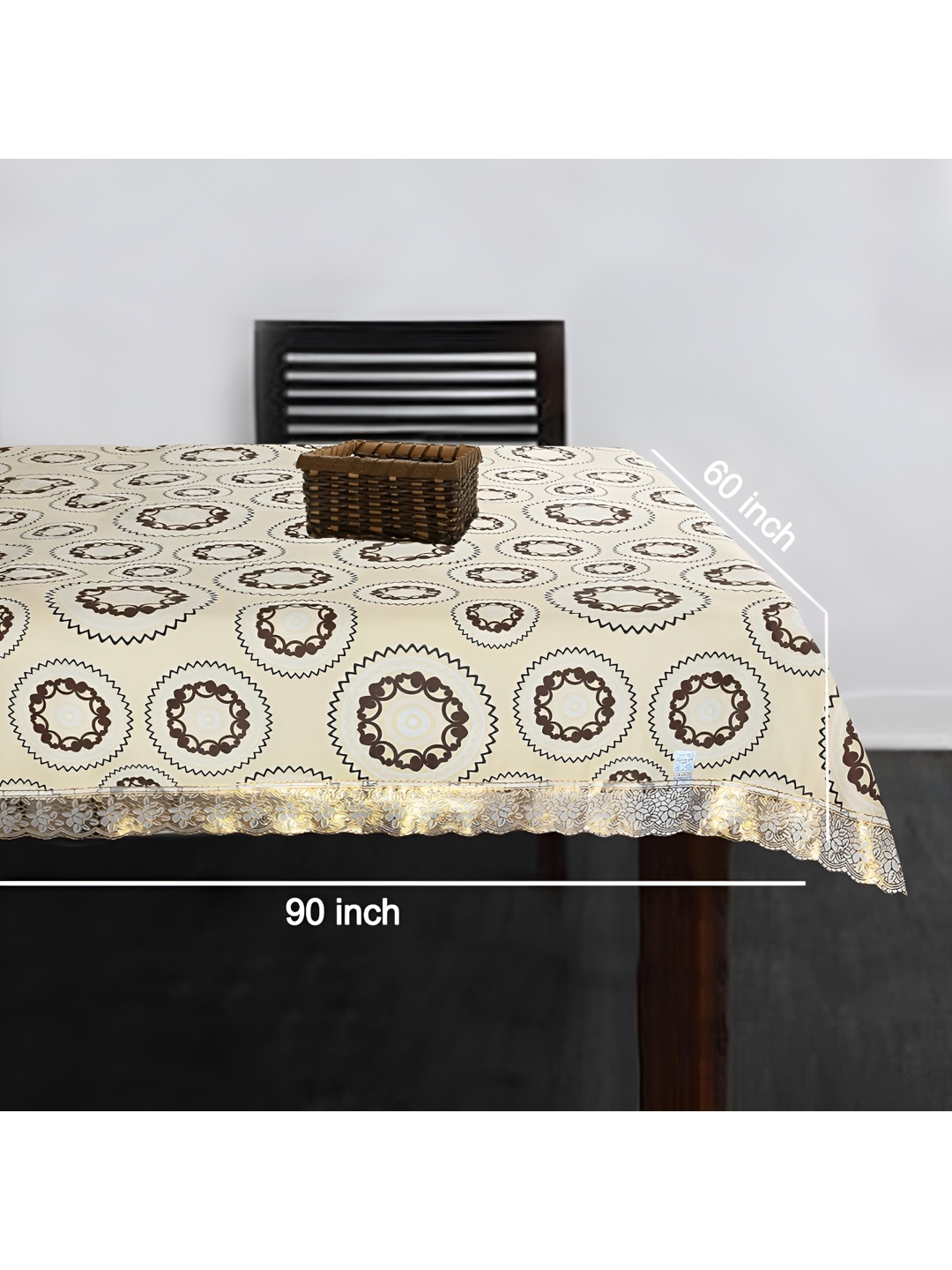 

Homerz Cream-Coloured Ethnic Motifs Waterproof Plastic 8-Seater Table Cover