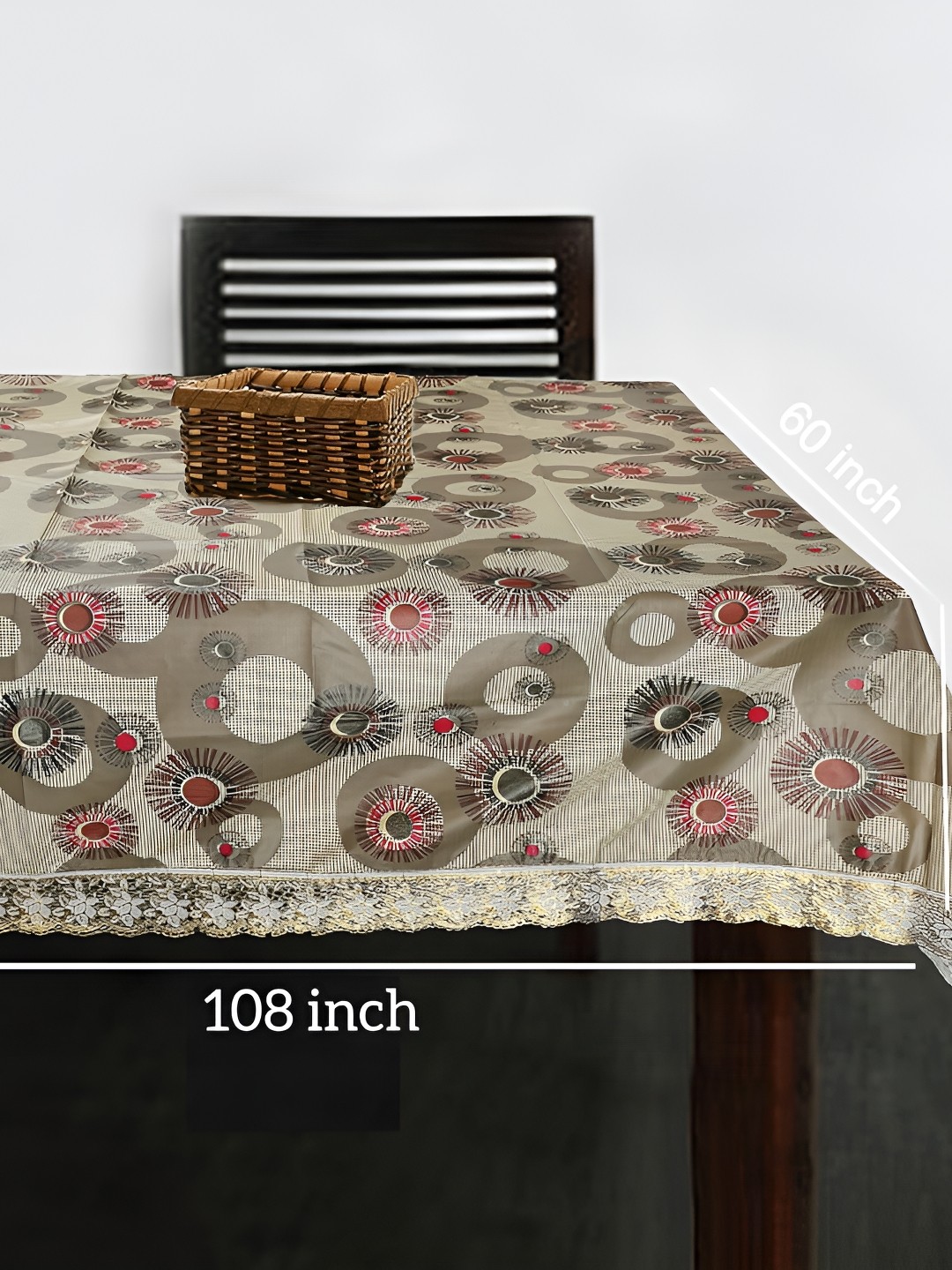 

Homerz Yellow Ethnic Motifs Waterproof Plastic 4-Seater Table Cover