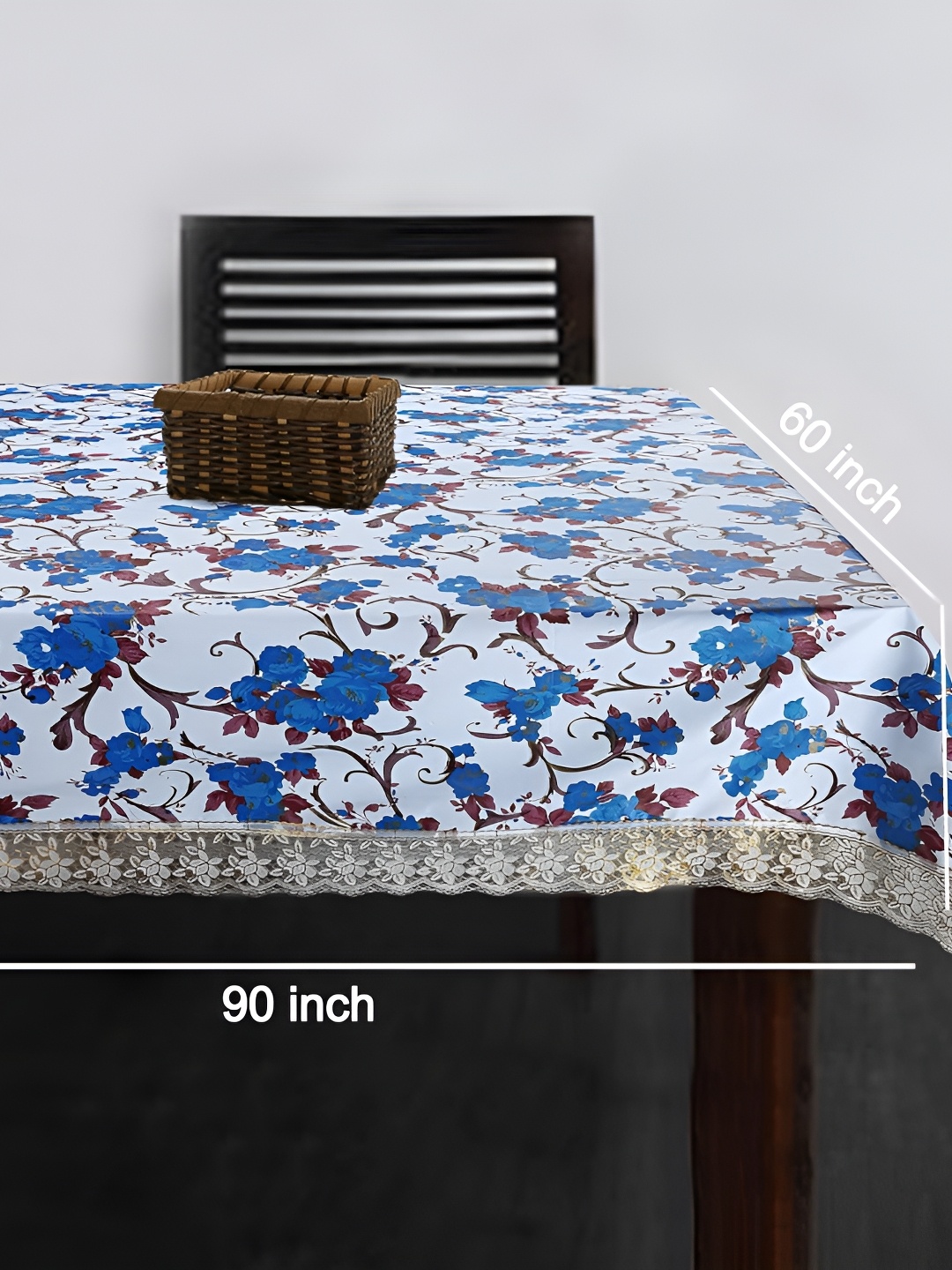 

Homerz Blue Floral Waterproof Plastic 8-Seater Table Cover