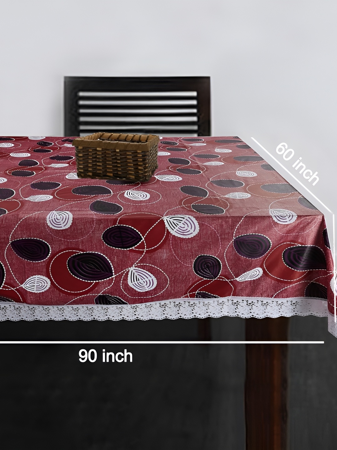 

Homerz Red Geometric Printed Waterproof Plastic 8-Seater Table Cover
