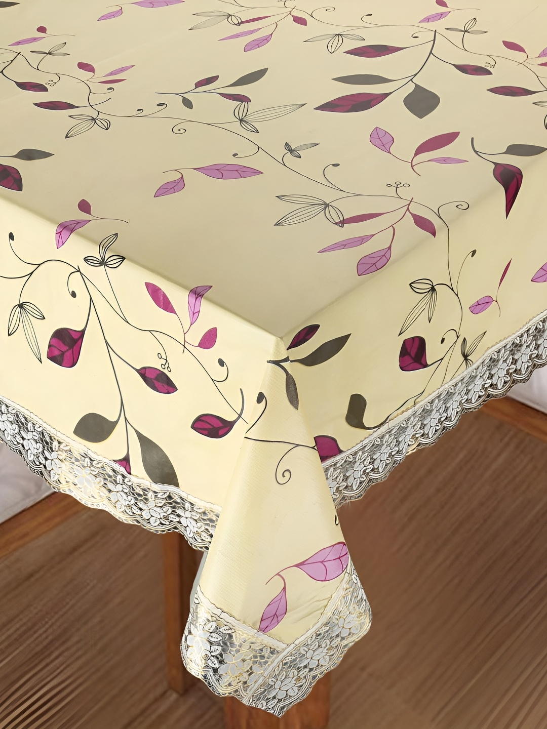 

Homerz Yellow Floral Waterproof Plastic 8-Seater Table Cover