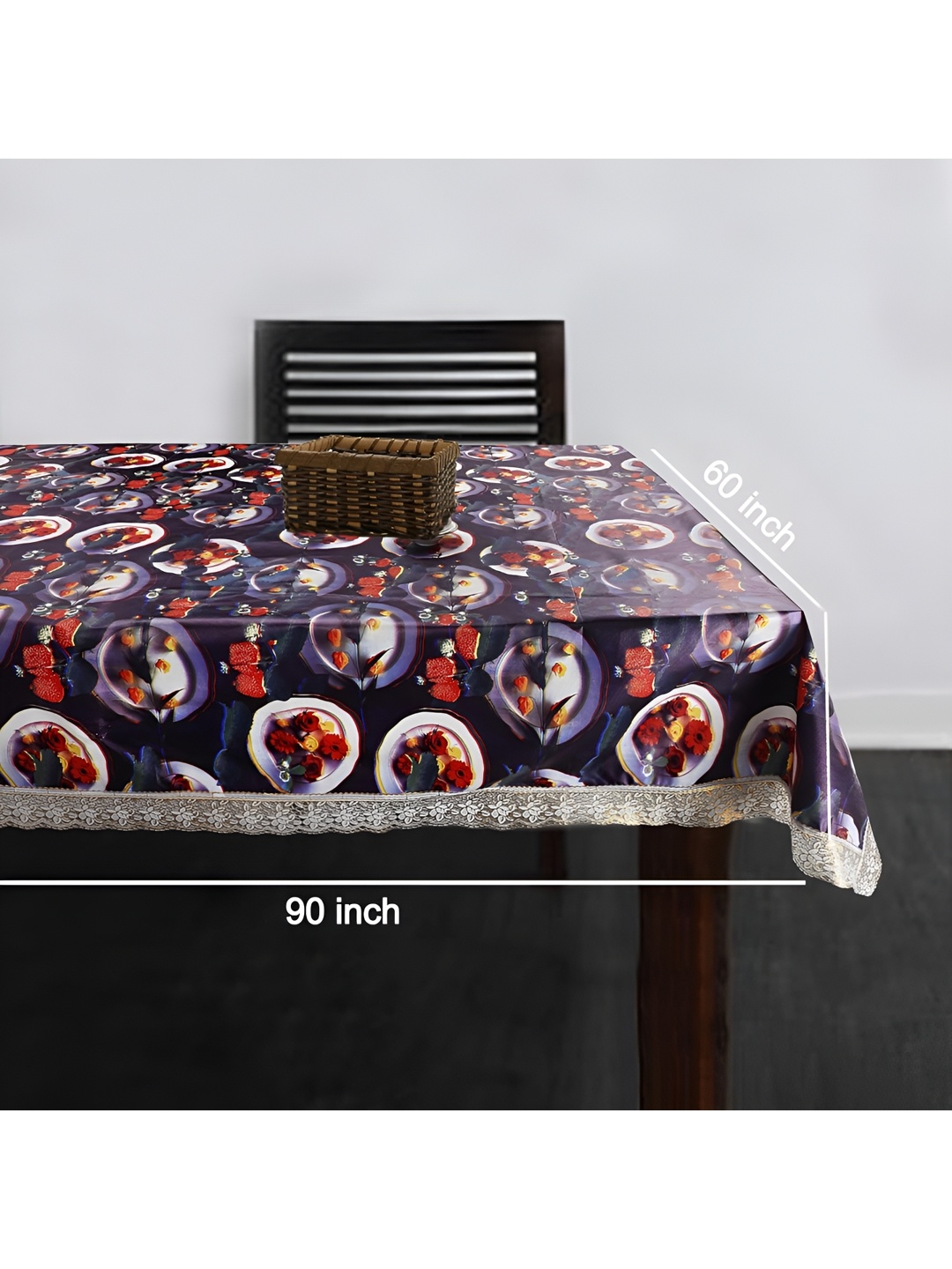 

Homerz Purple Floral Waterproof Plastic 8-Seater Table Cover