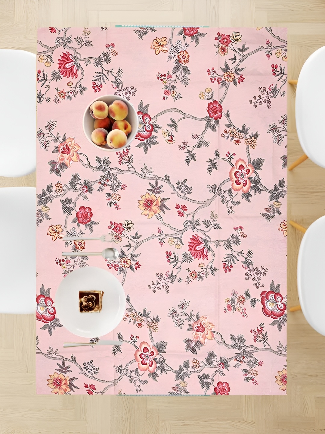 

Homerz Pink Floral Waterproof Plastic 8-Seater Table Cover