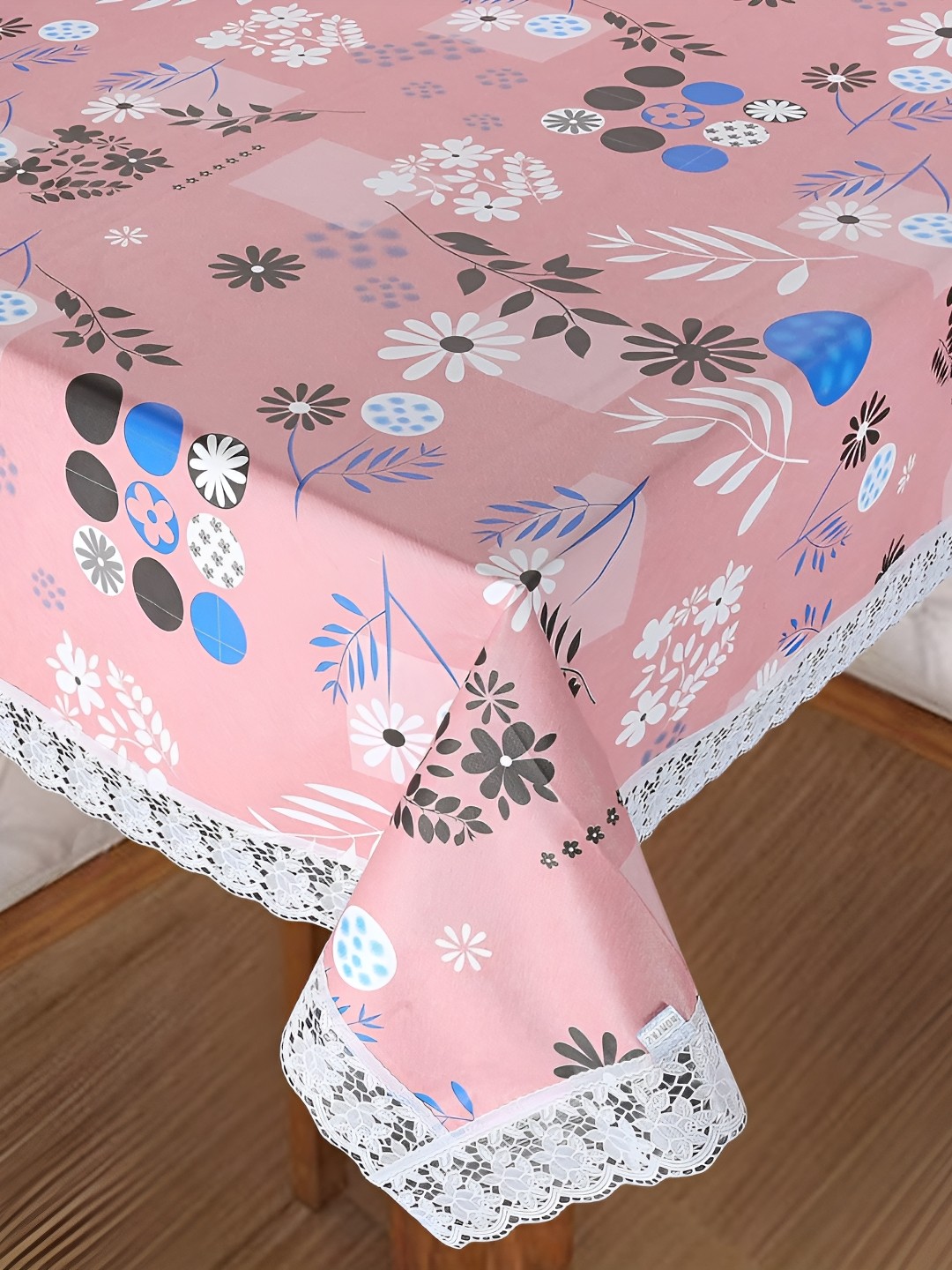 

Homerz Pink Floral Waterproof Plastic 8-Seater Table Cover