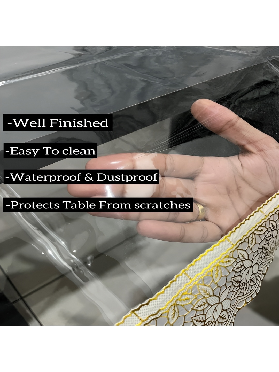 

Homerz Transparent Waterproof Plastic 4-Seater Table Cover