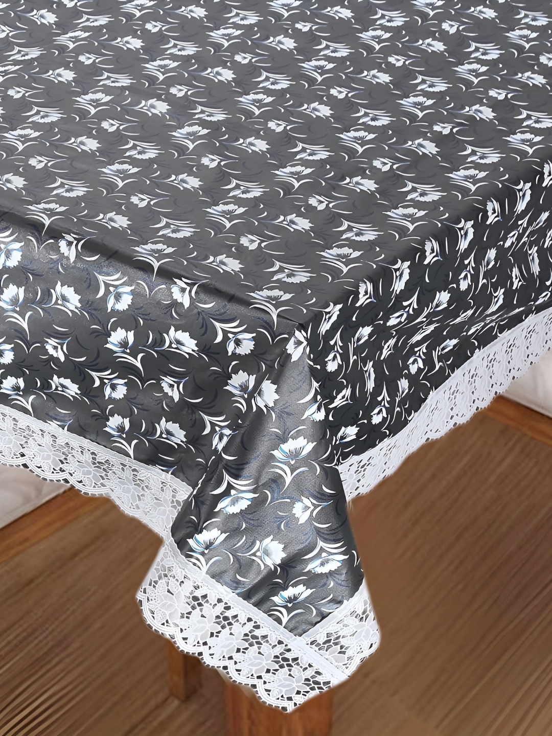 

Homerz Grey Floral Waterproof Plastic 8-Seater Table Cover
