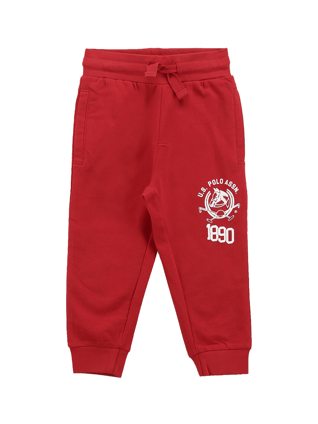 

U.S. Polo Assn. Kids Boys Pure Cotton Joggers, Red