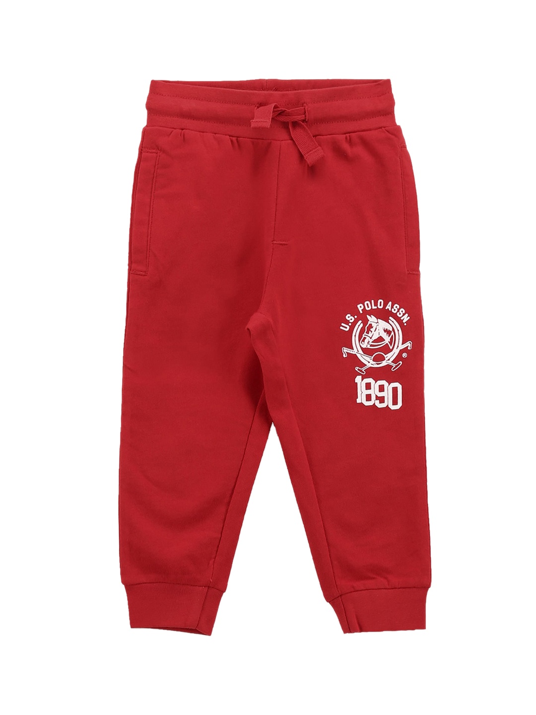 

U.S. Polo Assn. Kids Boys Pure Cotton Joggers, Red