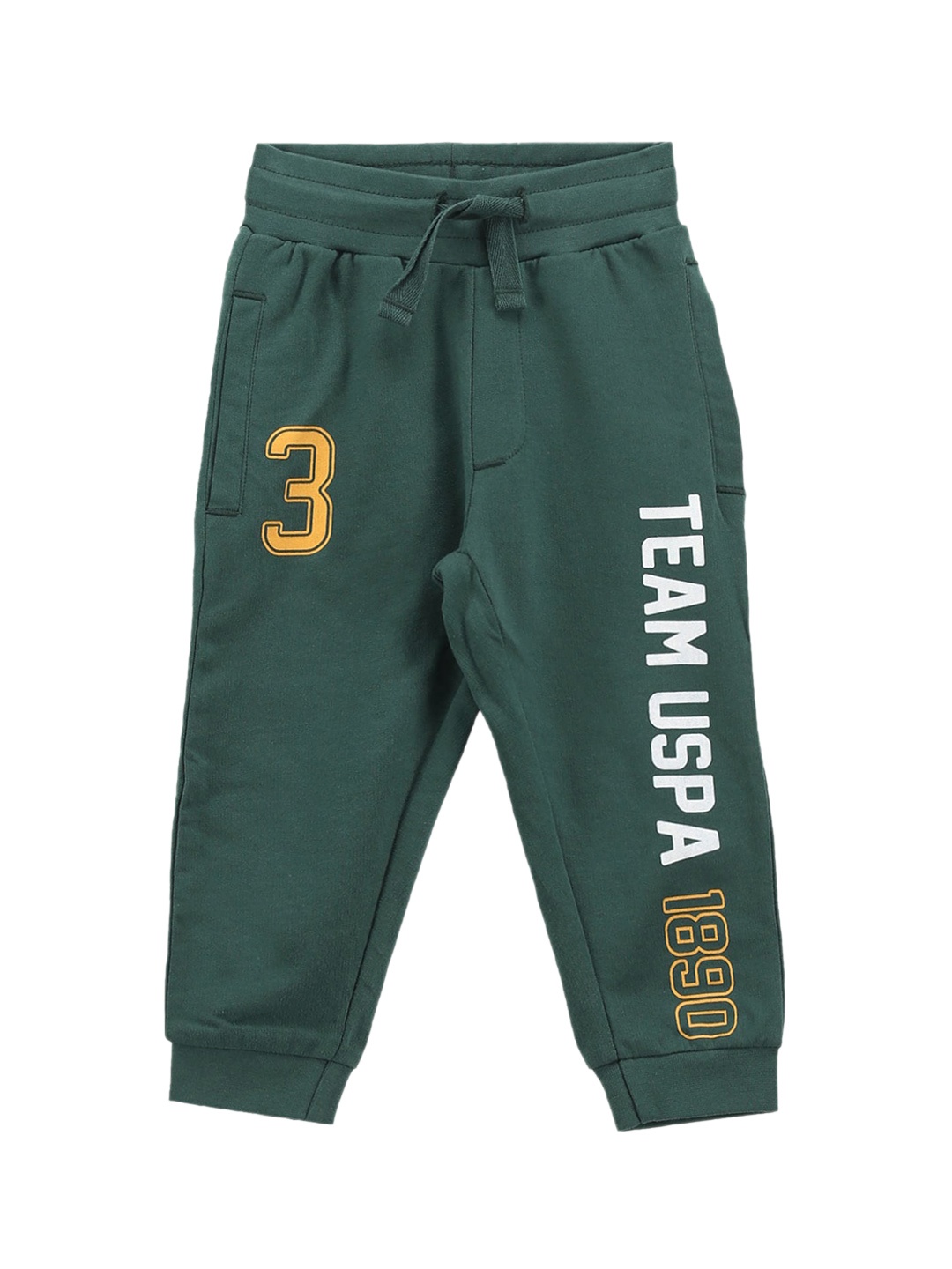 

U.S. Polo Assn. Kids Boys Brand Printed Pure Cotton Joggers, Green