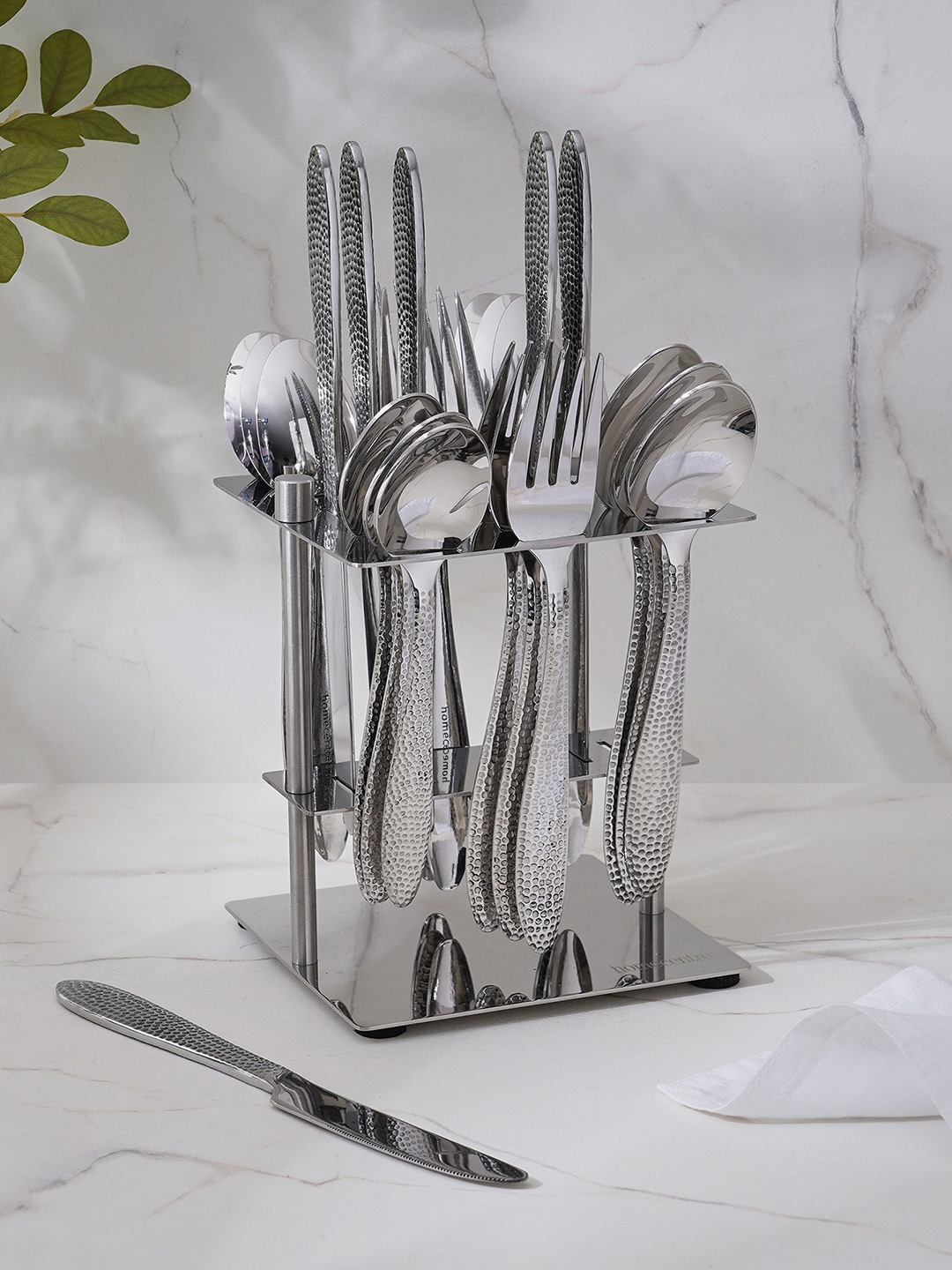 

Home Centre Glister Astrid 25-Pcs Grey Stainless Steel Cutlery, Silver