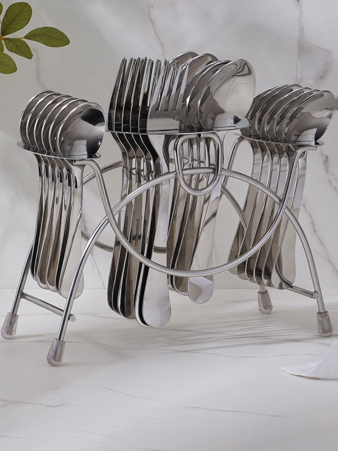 Home Centre Glaster Lianna 25-Pcs Grey Stainless Steel Cutlery, Silver