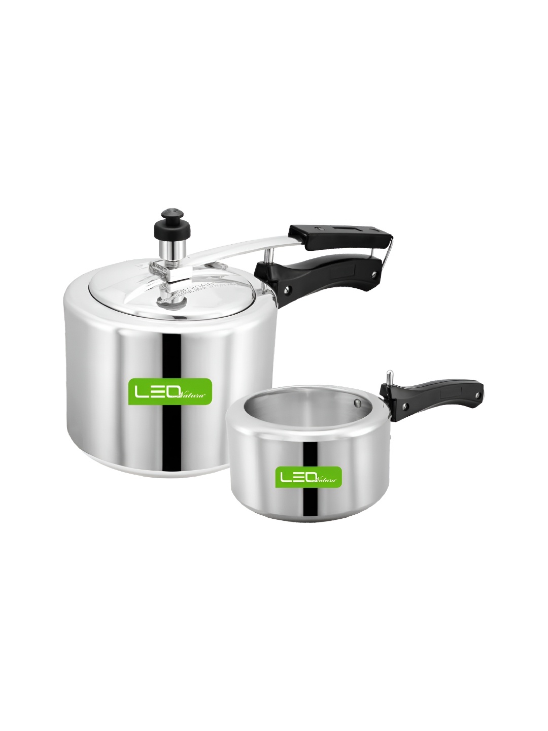 

Leo Natura Silver-Toned & Black Aluminium Dishwasher Safe Pressure Cooker
