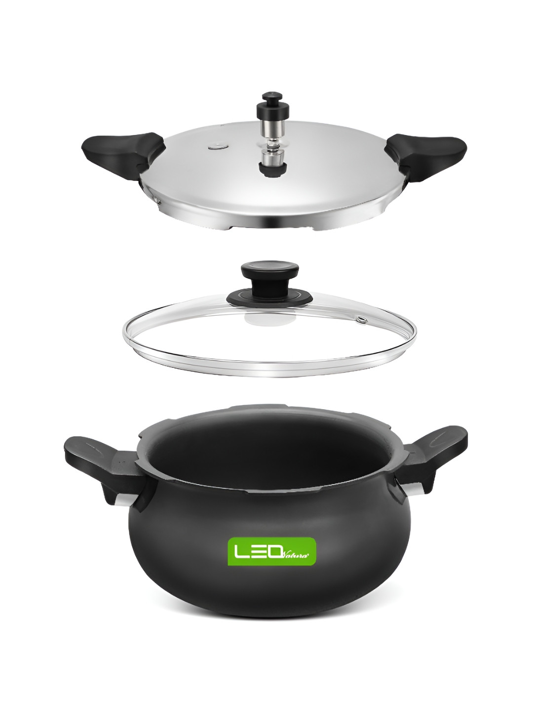 

Leo Natura Black & Steel Aluminium Dishwasher Safe Pressure Cooker