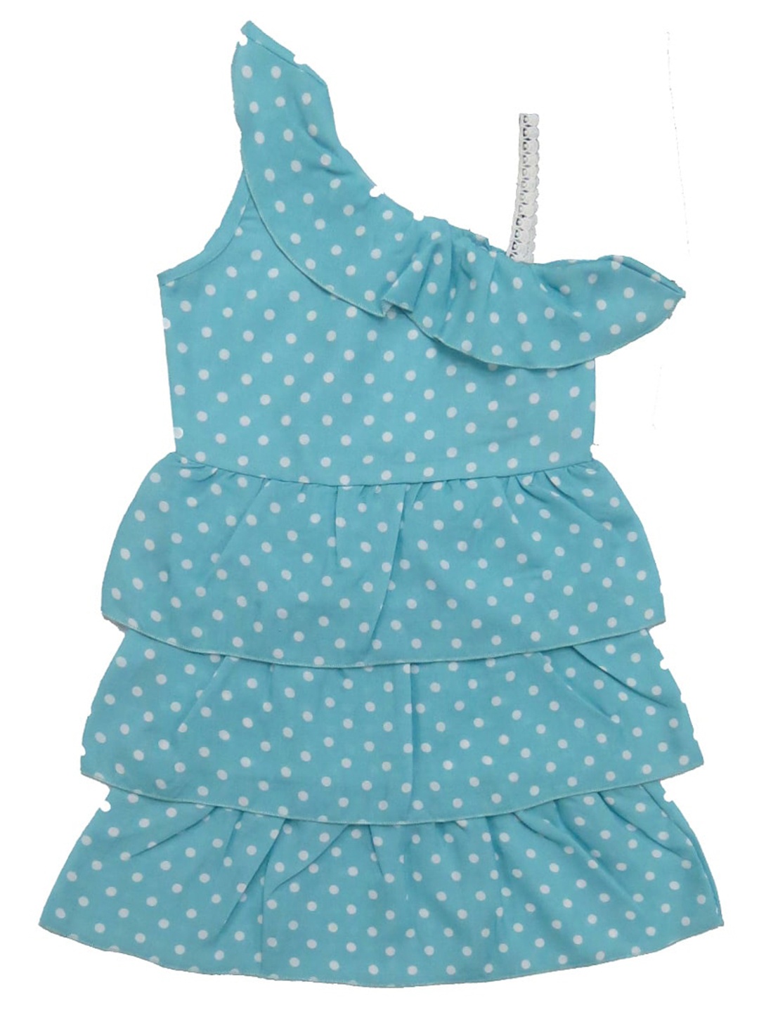 

Clothe Funn Polka Dot Print Layered Fit & Flare Dress, Blue