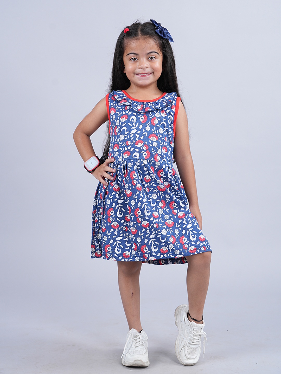 

KiddoPanti Floral Print Fit & Flare Dress, Navy blue