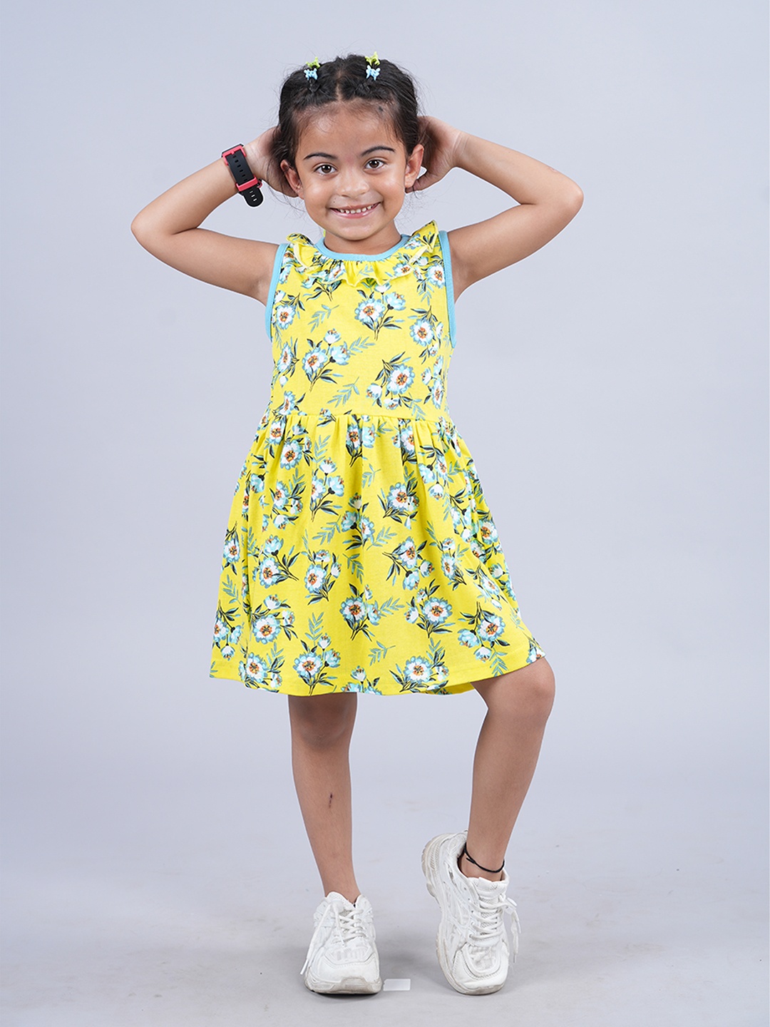 

KiddoPanti Floral Print Fit & Flare Dress, Yellow