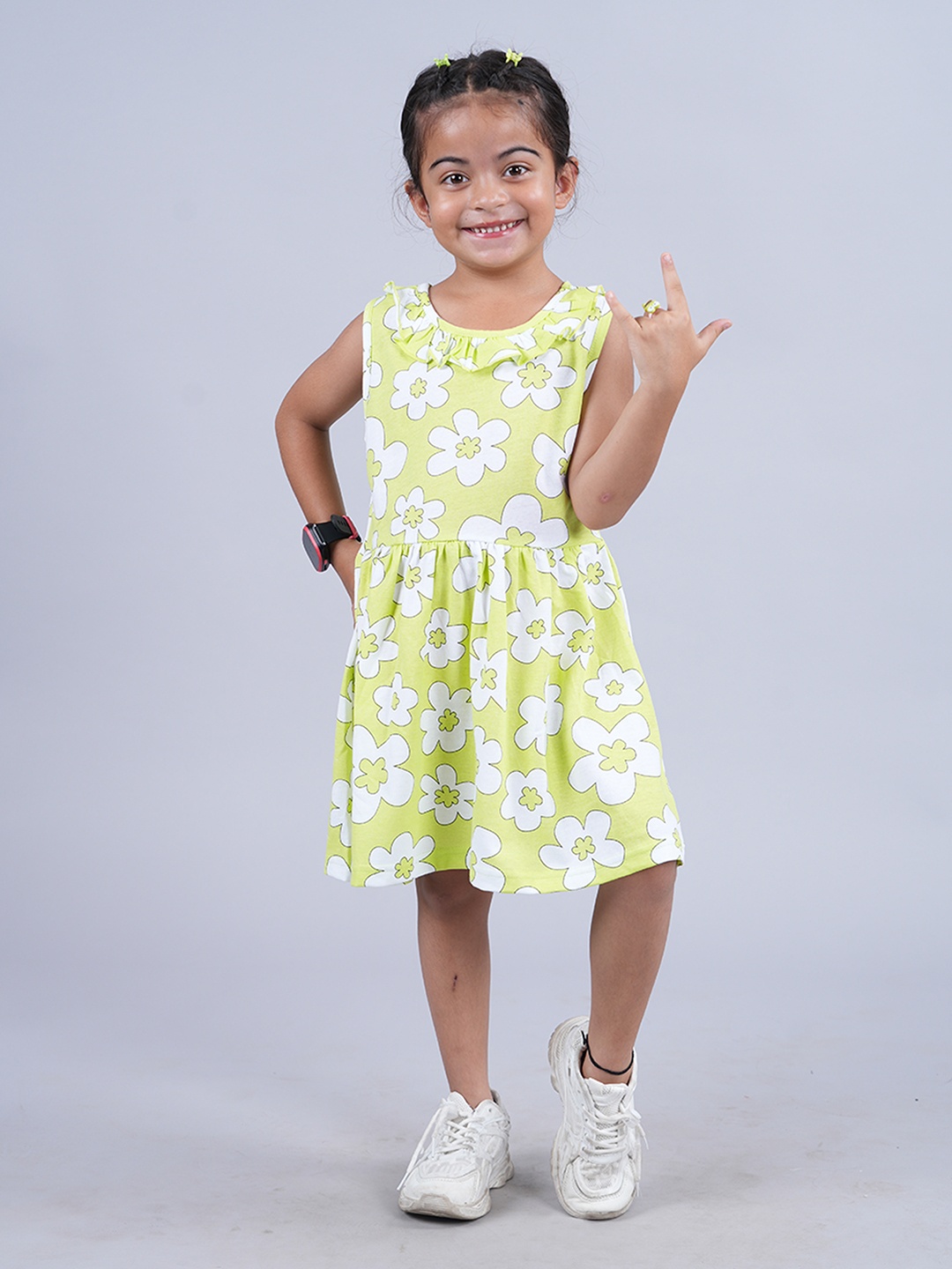 

KiddoPanti Print A-Line Dress, Green