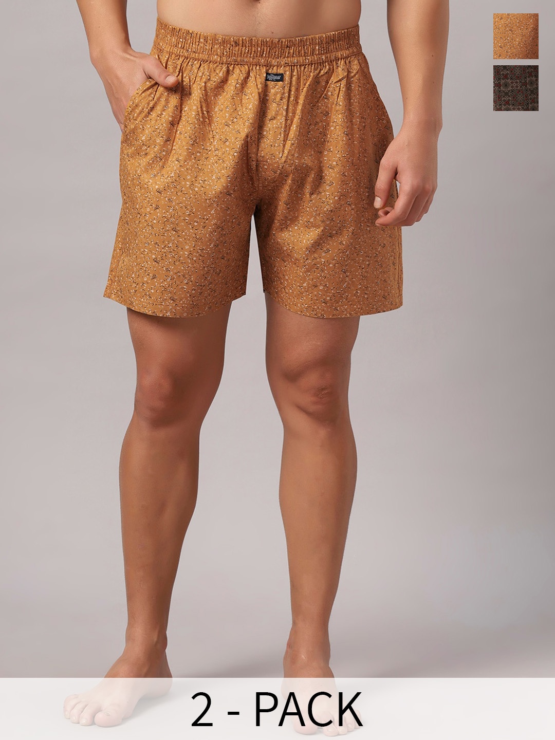 

The Roadster Lifestyle Co Pack Of 2 Printed Pure Cotton Boxers RD-H-129, Green