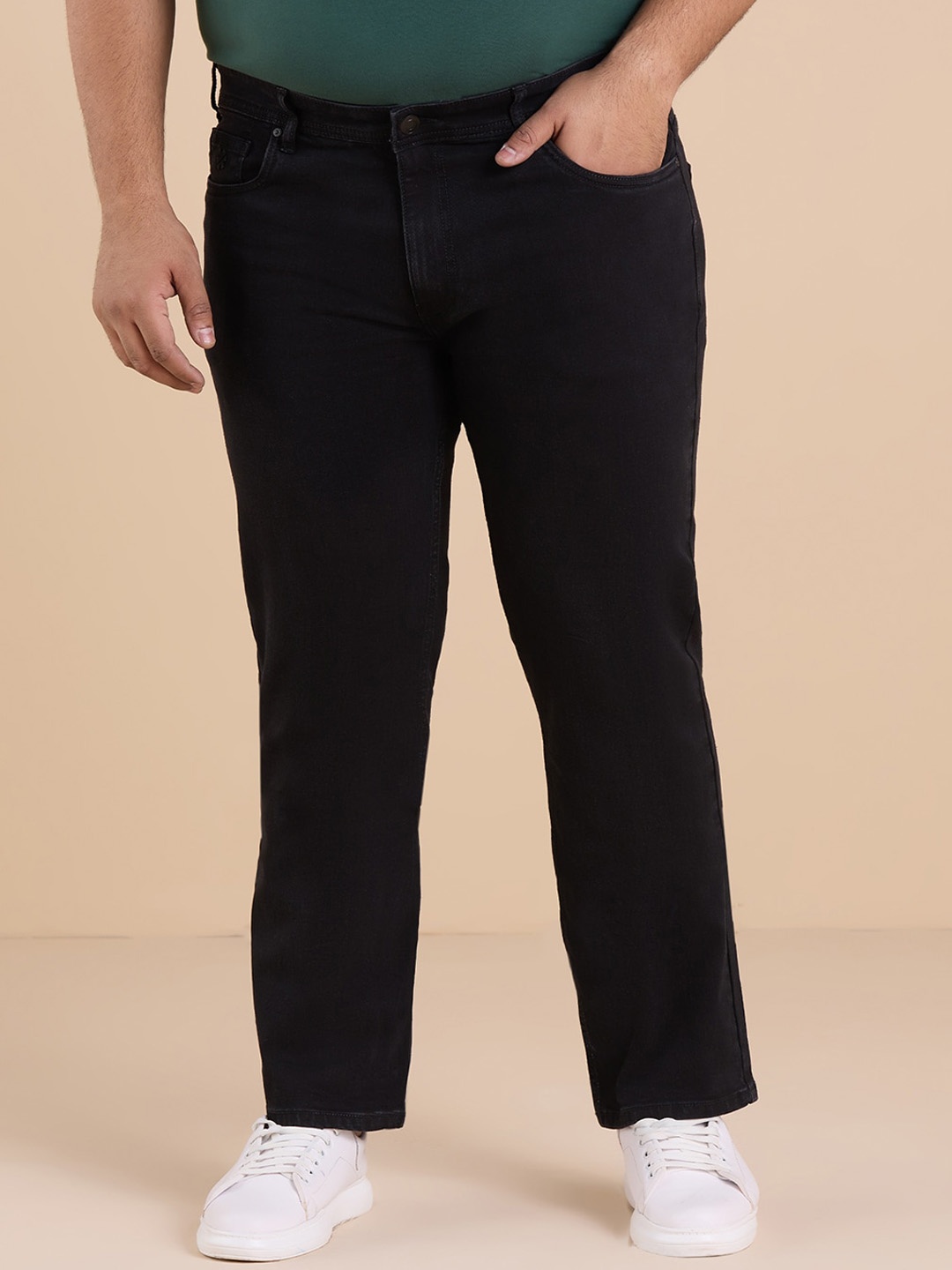 

Big Hello - The Plus Life Men Mid-Rise Clean Look Cotton Jeans, Black