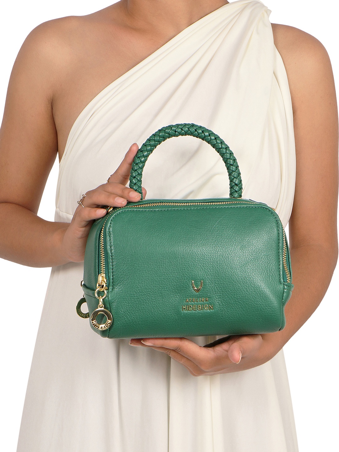 

Hidesign CALLAS 04 Women Leather Medium-Sized Casual Bowling Bag, Green