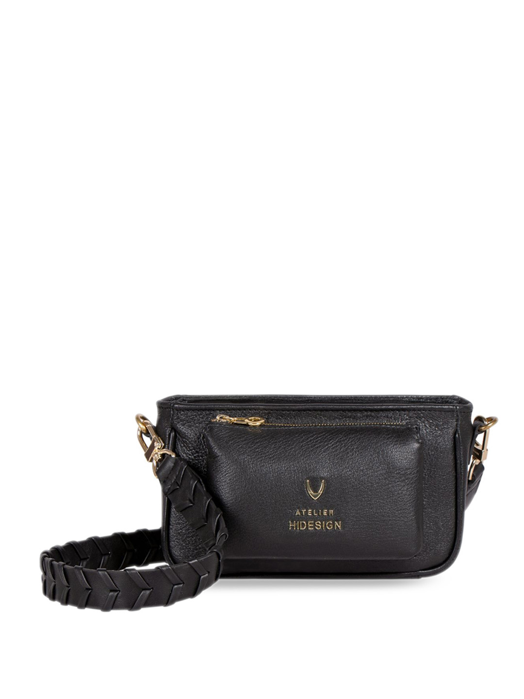 

Hidesign Leather Structured Sling Bag, Black