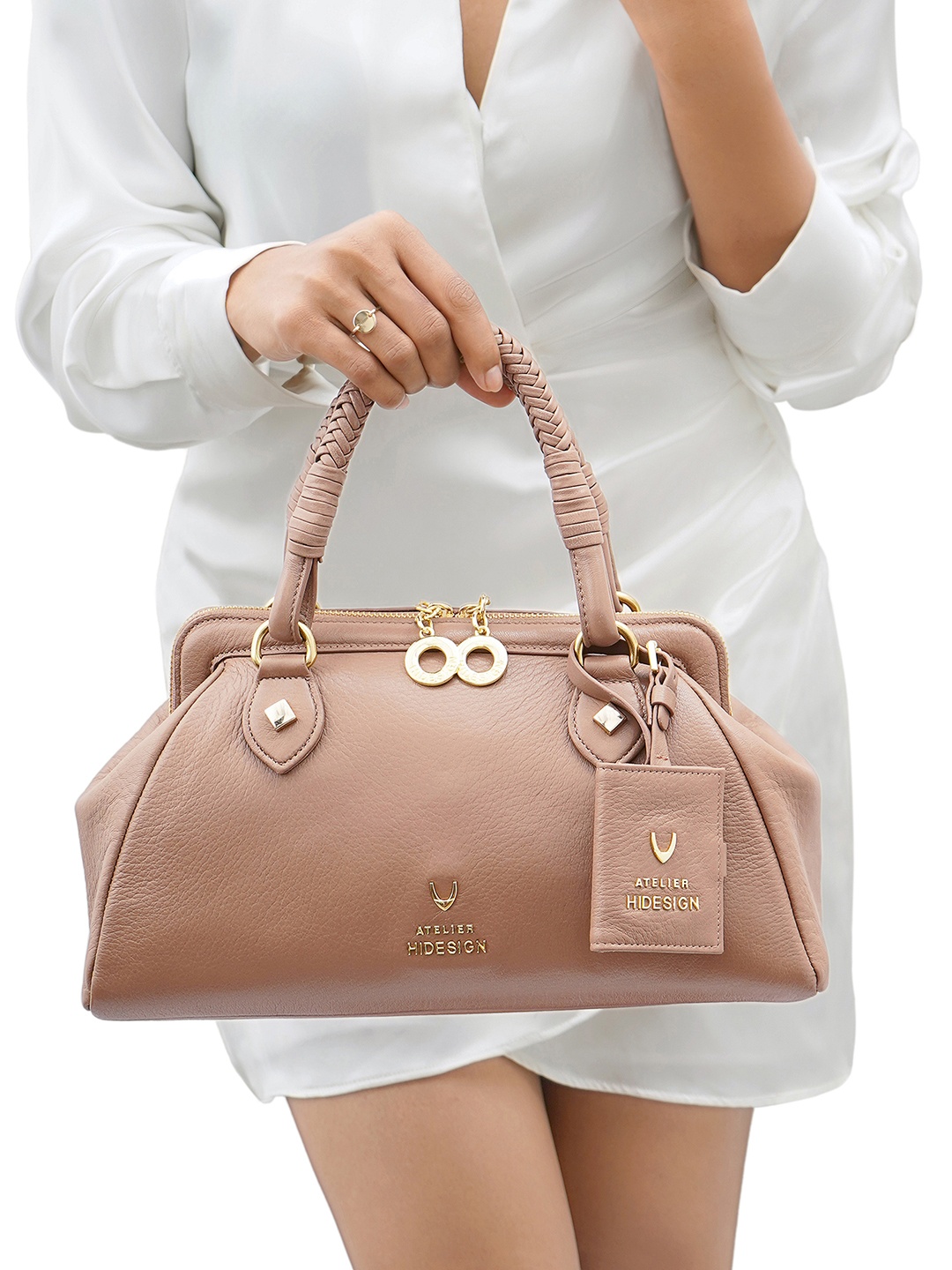 

Hidesign CALLAS 06 Textured Leather Handheld Bag, Nude