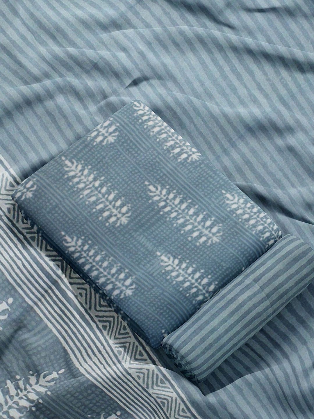 

Weaves of Tradition Printed Pure Cotton Unstitched Dress Material, Grey