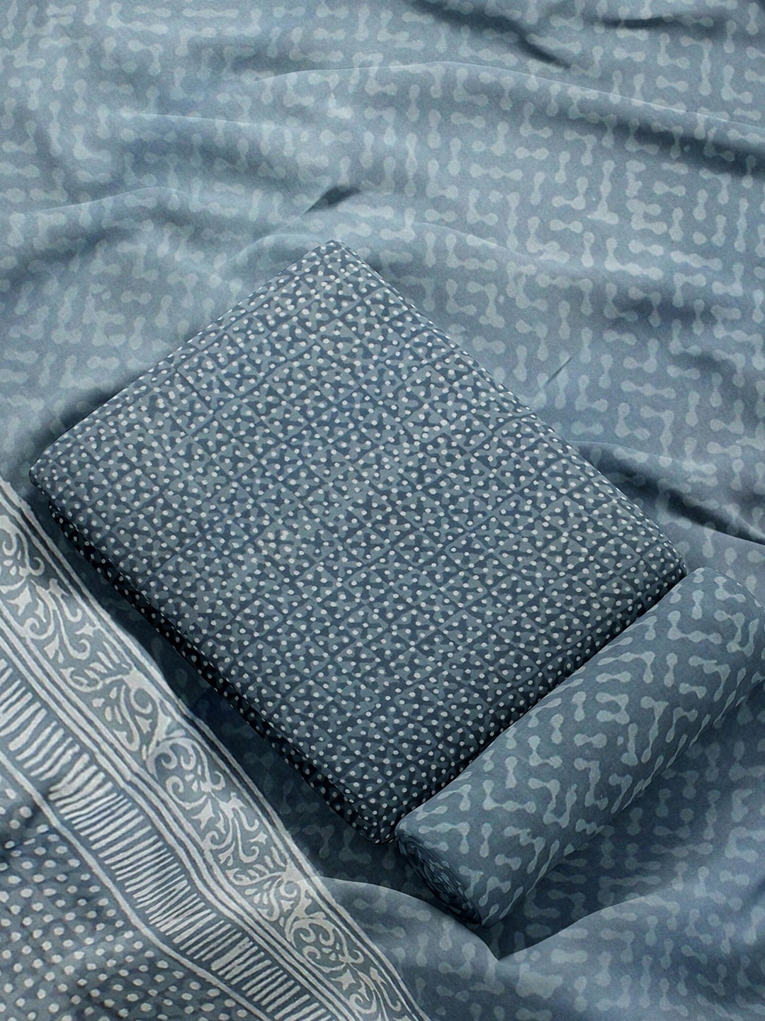 

Weaves of Tradition Printed Pure Cotton Unstitched Dress Material, Grey