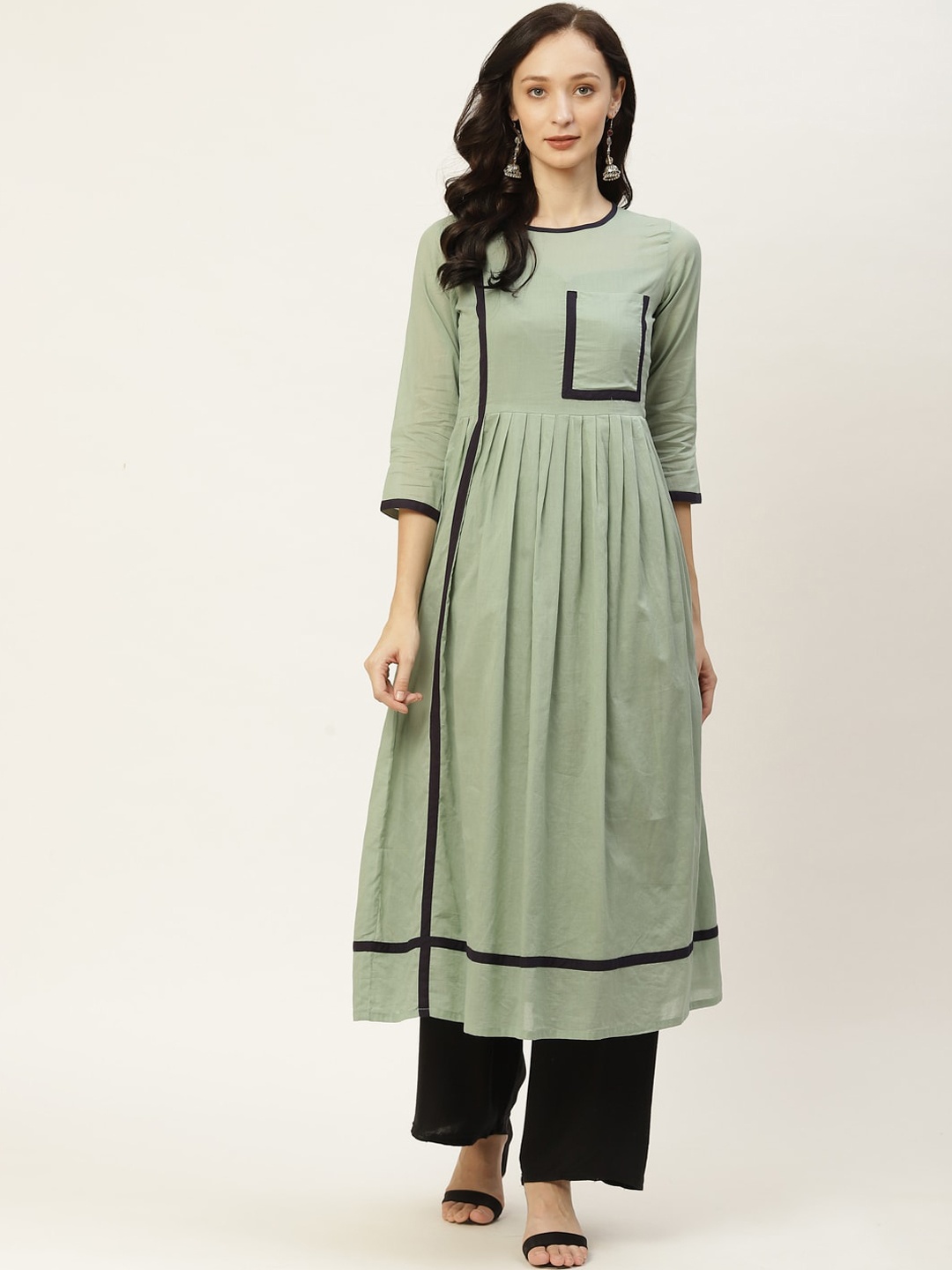 

KALINI Pleated Anarkali Kurta, Green