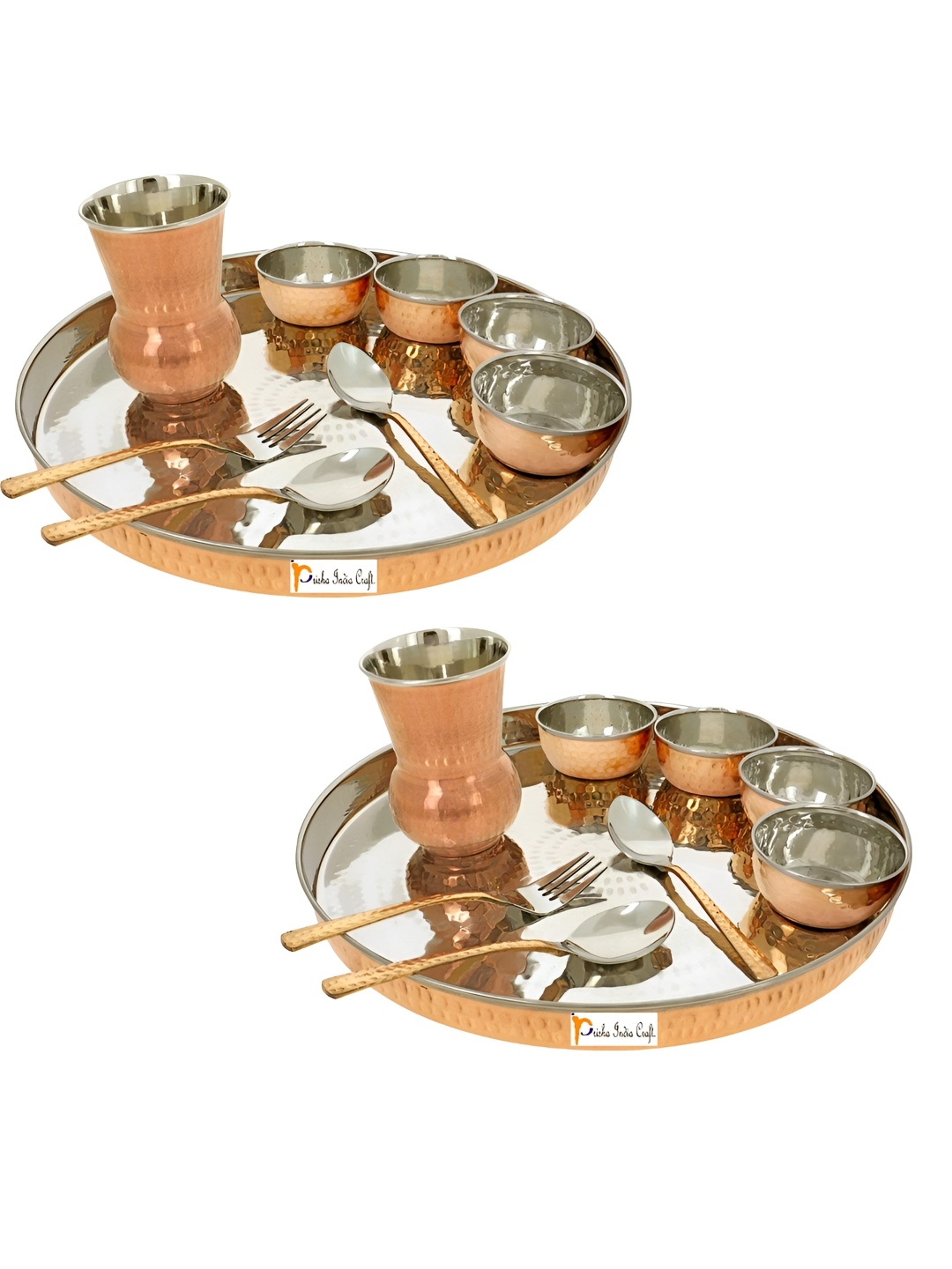 

PRISHA INDIA CRAFT Brown & 9 Pieces Copper Glossy Dinner Set