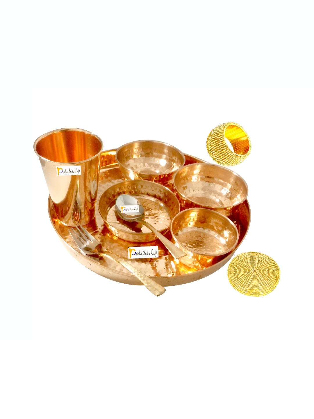 

PRISHA INDIA CRAFT Brown & 10 Pieces Copper Glossy Dinner Set