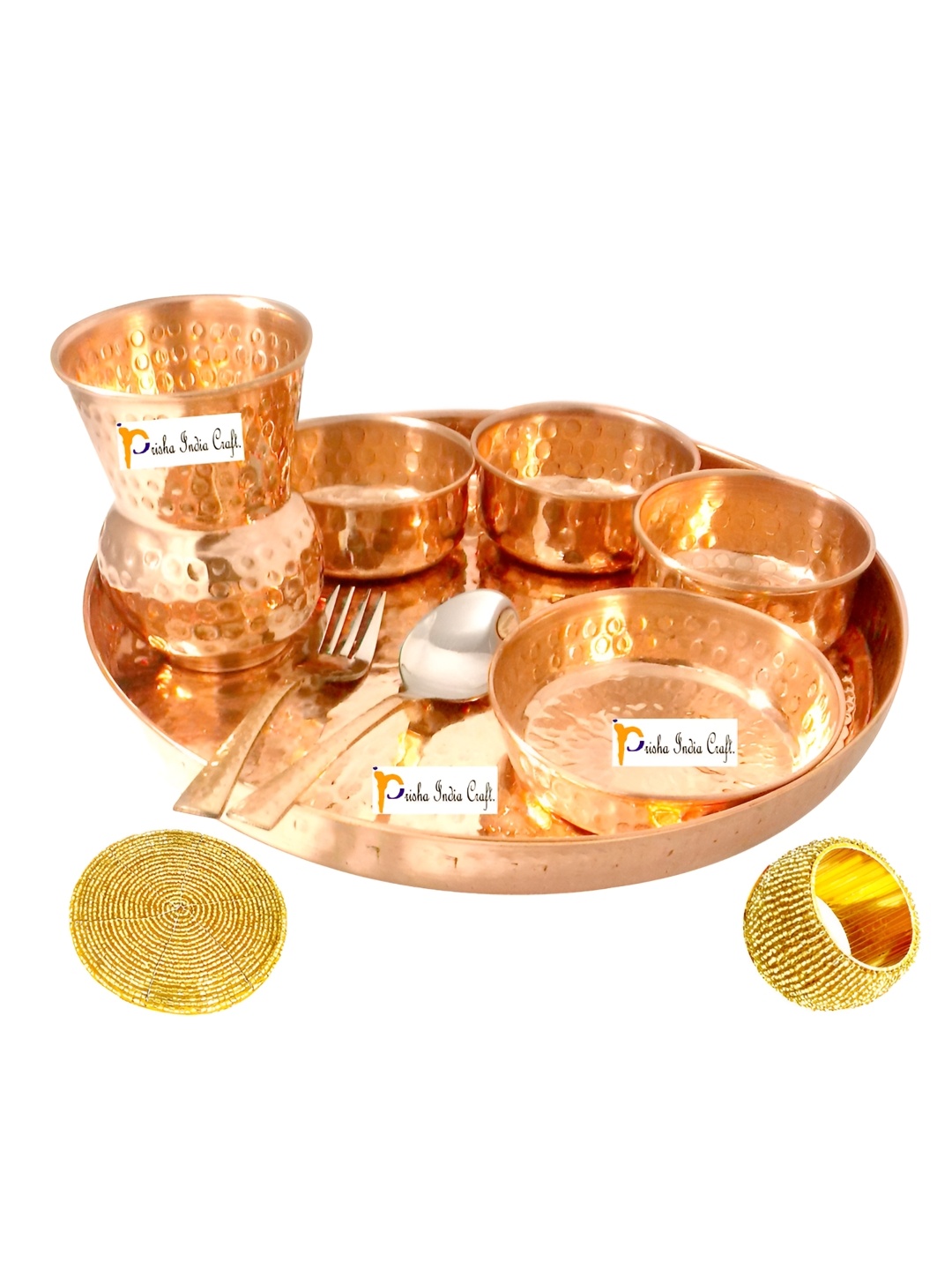 

PRISHA INDIA CRAFT Brown & 10 Pieces Copper Glossy Dinner Set