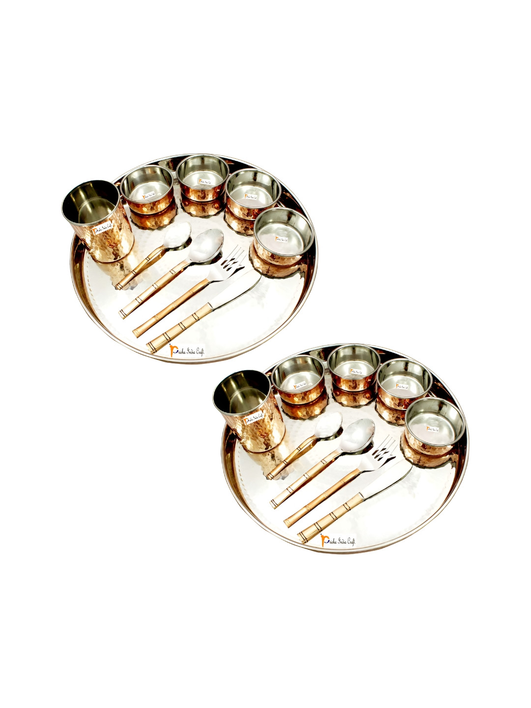 

PRISHA INDIA CRAFT Brown & 20 Pieces Copper Glossy Dinner Set