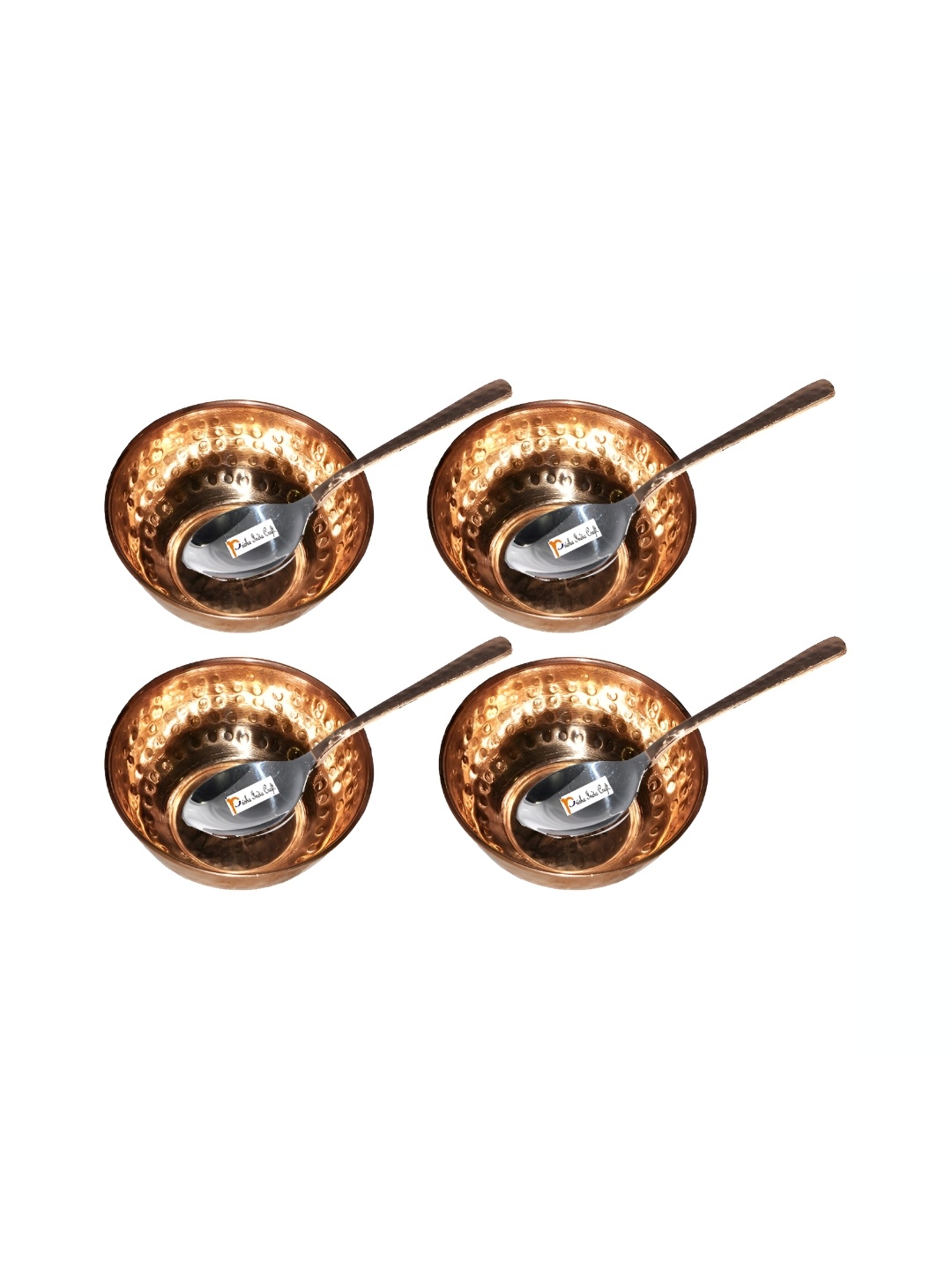 

PRISHA INDIA CRAFT Brown & 4 Pieces Copper Glossy Bowls