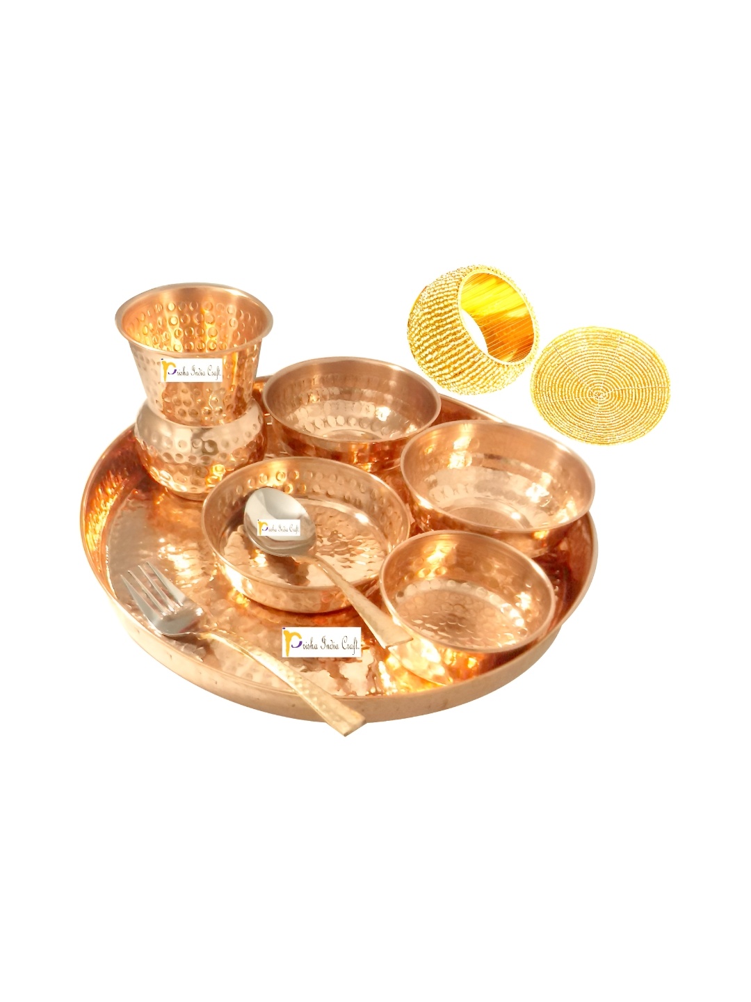 

PRISHA INDIA CRAFT Brown & 10 Pieces Copper Glossy Dinner Set