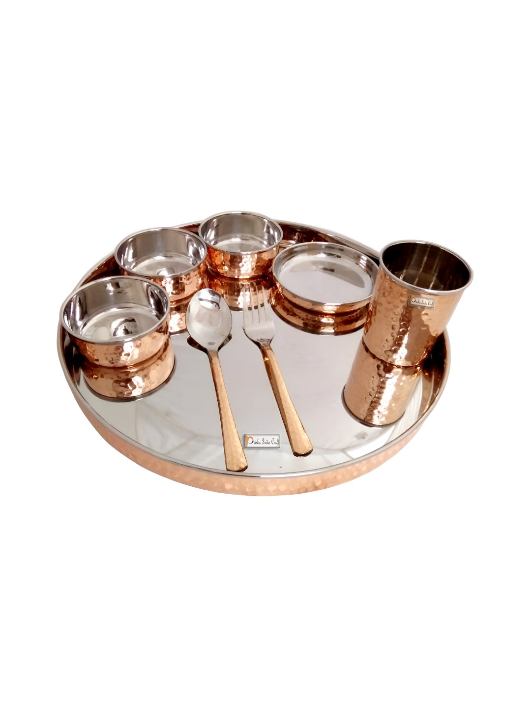 

PRISHA INDIA CRAFT Brown & 8 Pieces Copper Glossy Dinner Set