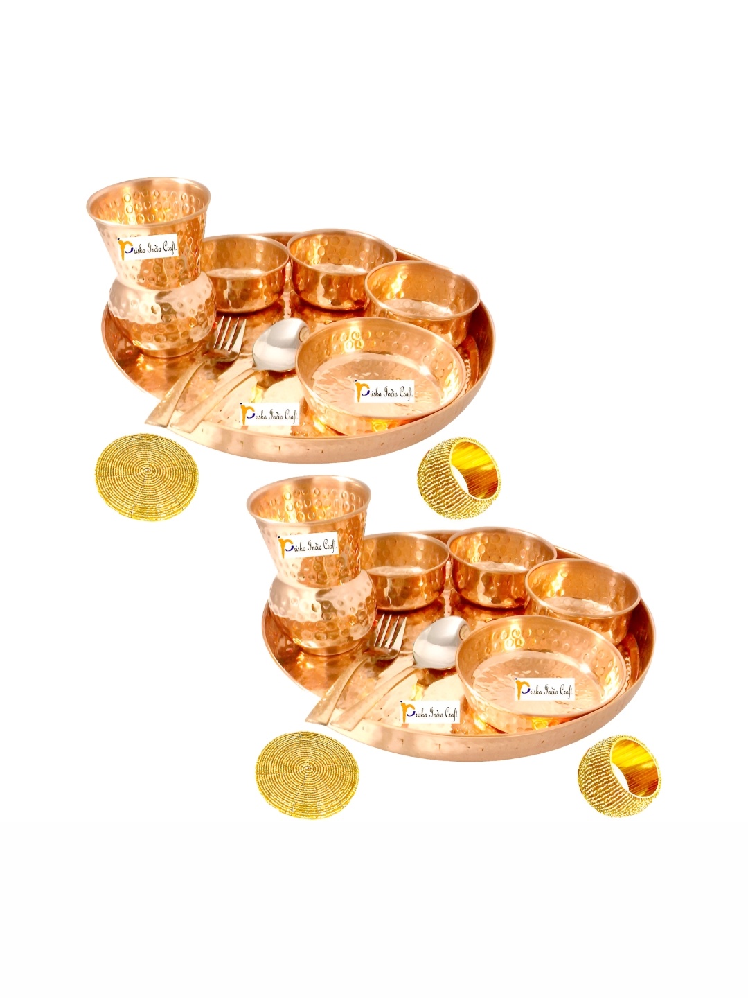 

PRISHA INDIA CRAFT Brown & 2 Pieces Copper Glossy Plates