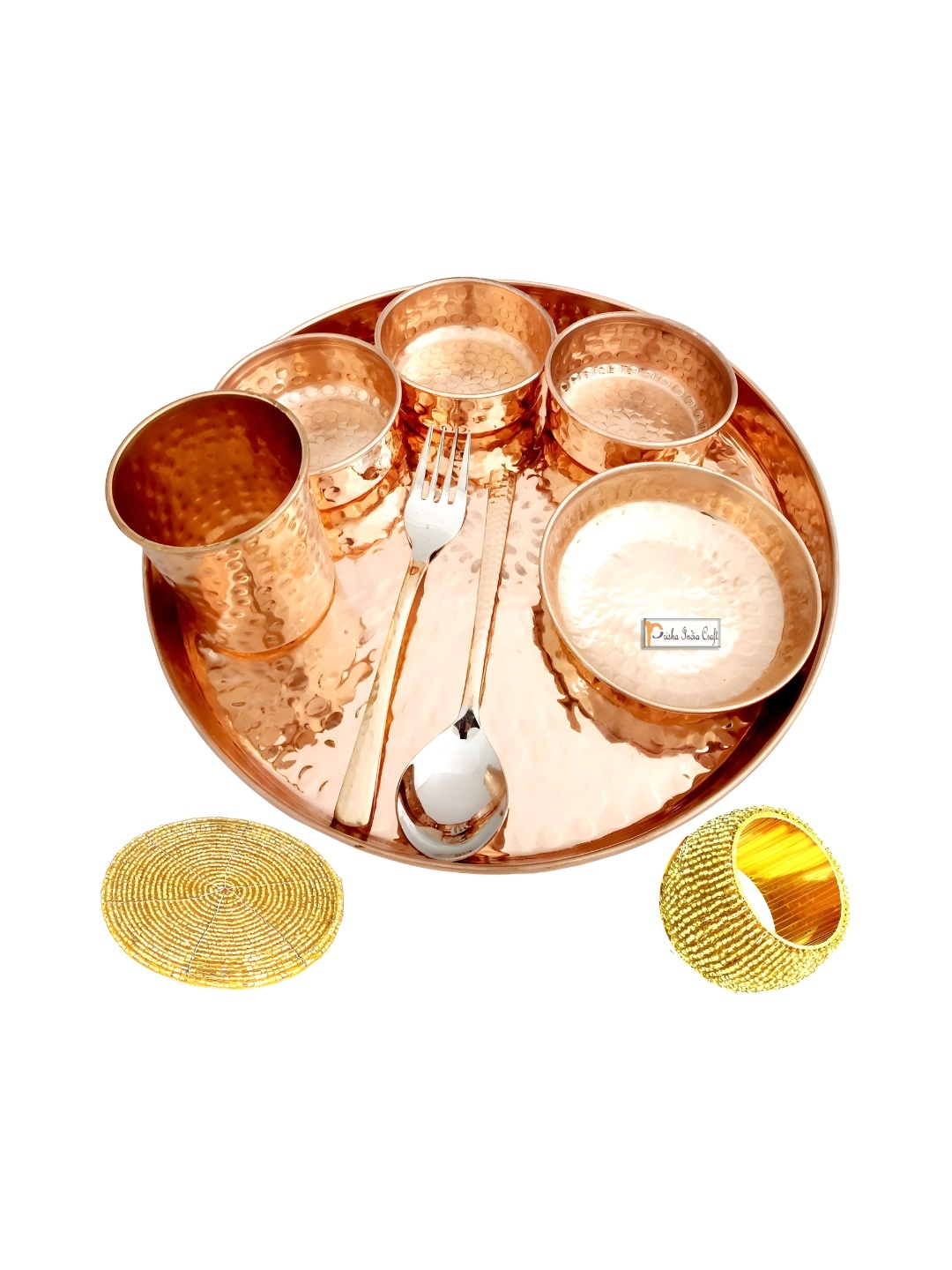 

PRISHA INDIA CRAFT Brown & 10 Pieces Copper Glossy Dinner Set