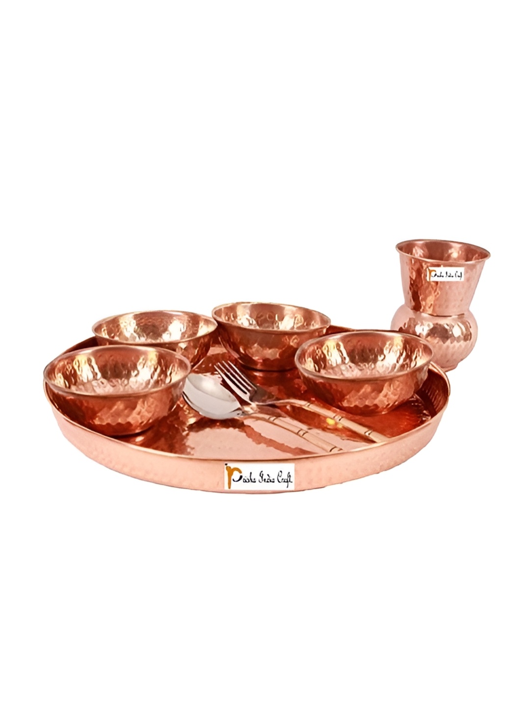 

PRISHA INDIA CRAFT Brown & 8 Pieces Copper Glossy Dinner Set