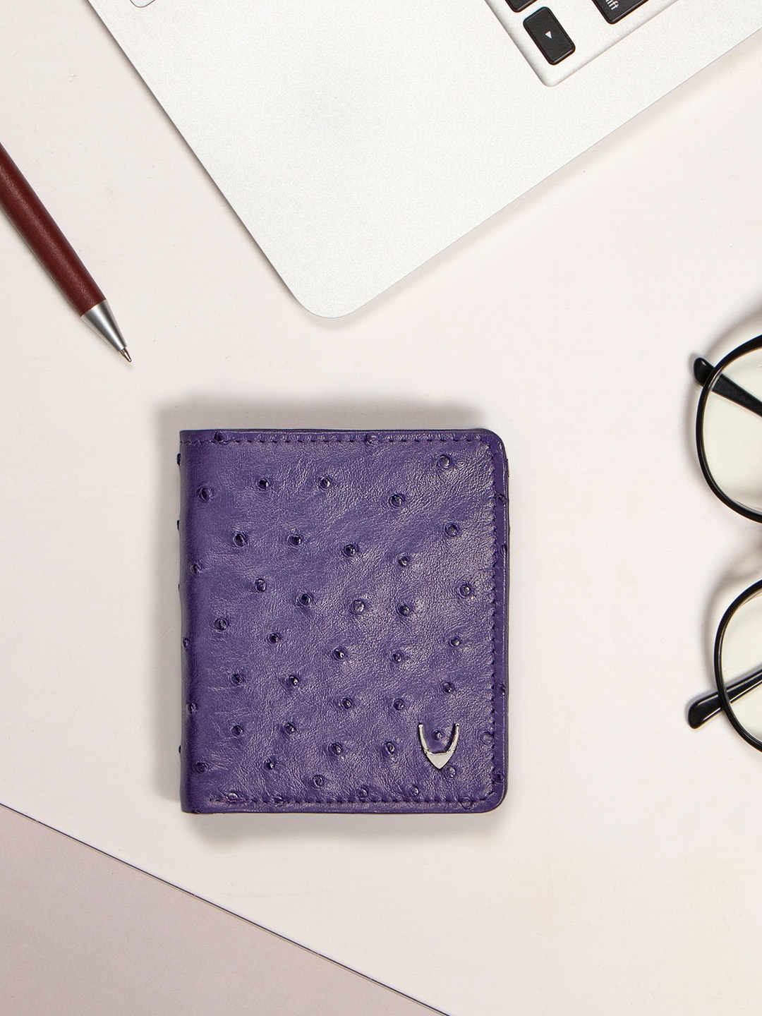 

Hidesign Men Animal Textured Leather Two Fold Wallet, Purple