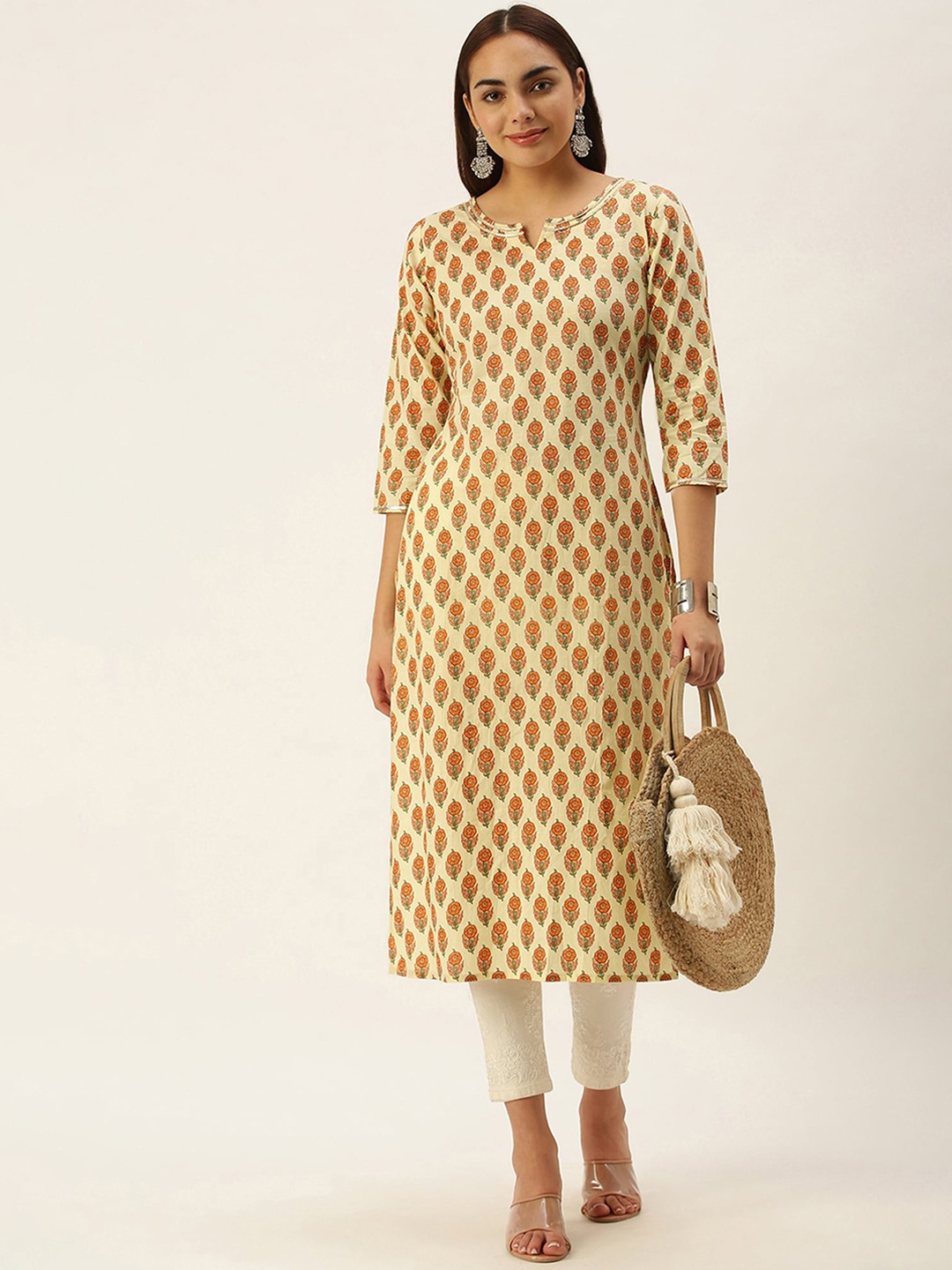 

Shaily Ethnic Motifs Printed Straight Kurta, Green