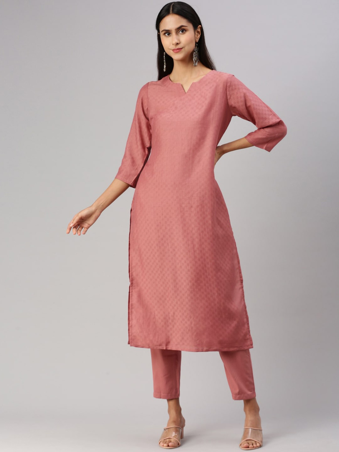 

Shaily Women Regular Kurta with Trousers, Pink