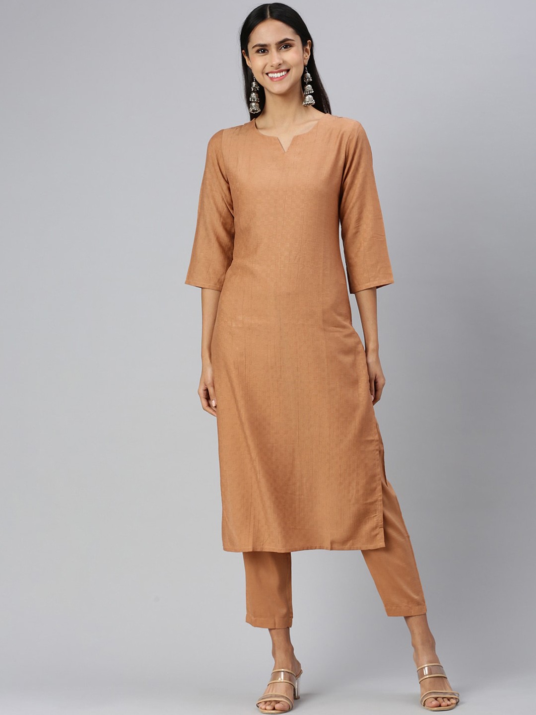 

Shaily Women Regular Kurta with Trousers, Brown
