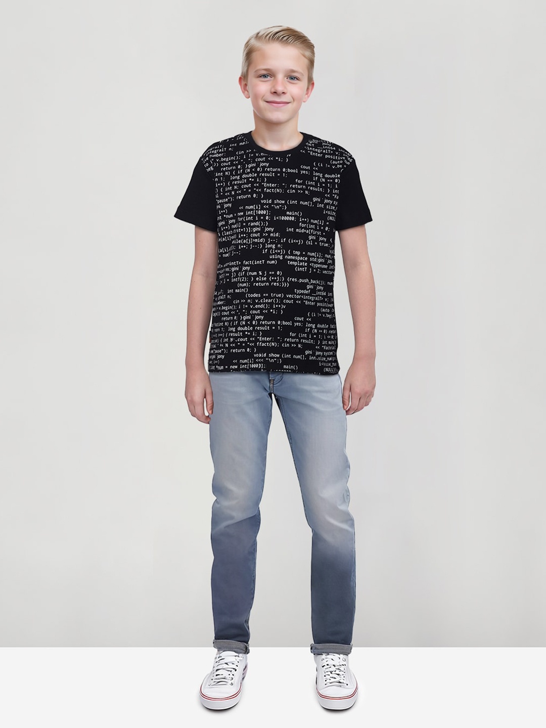 

Gini and Jony Boys Printed Applique T-shirt, Black