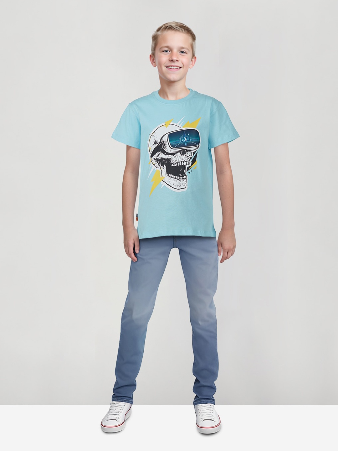 

Gini and Jony Boys Typography Printed Applique T-shirt, Blue
