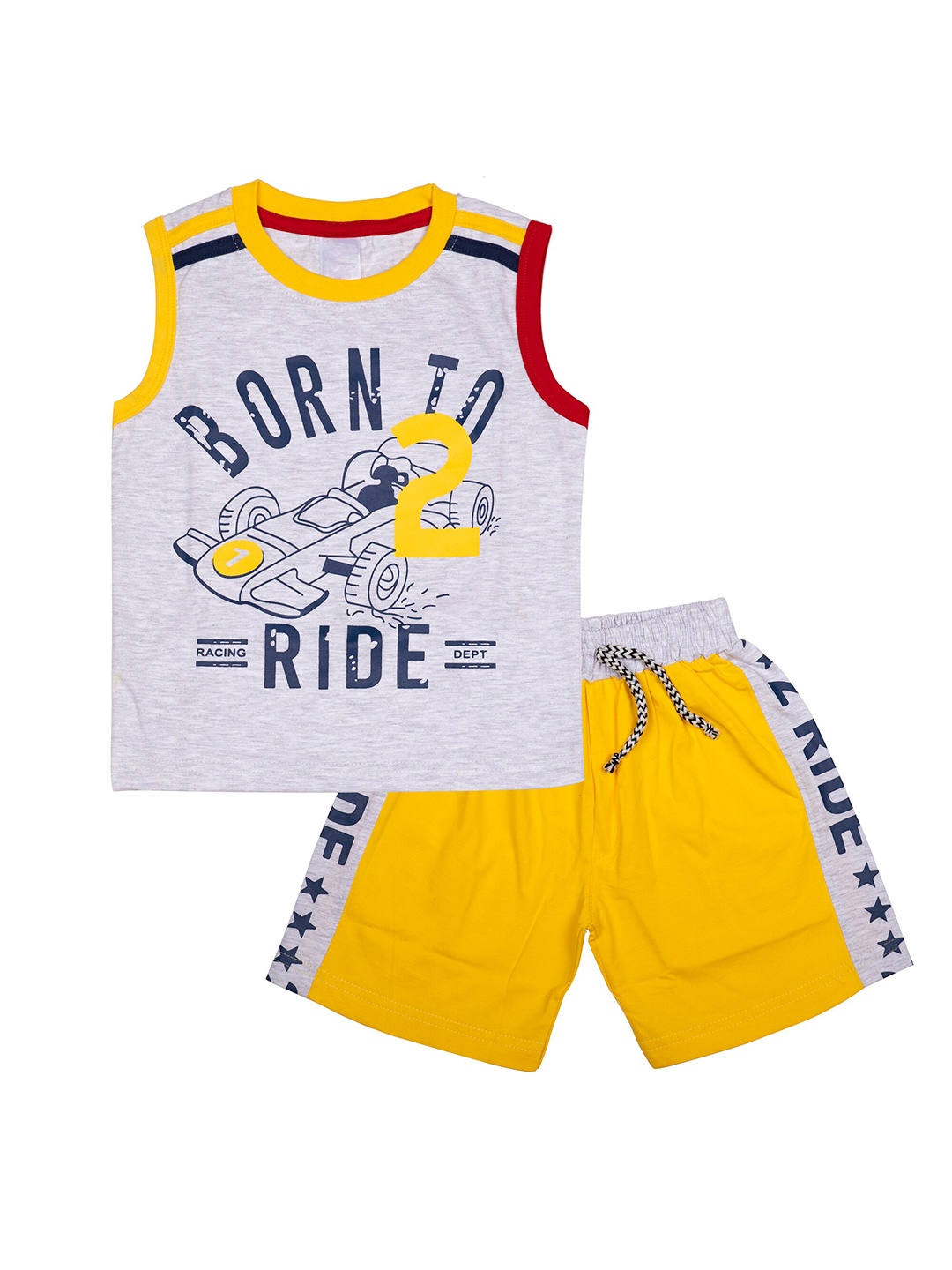 

BAESD Boys Printed T-shirt with Shorts, Yellow