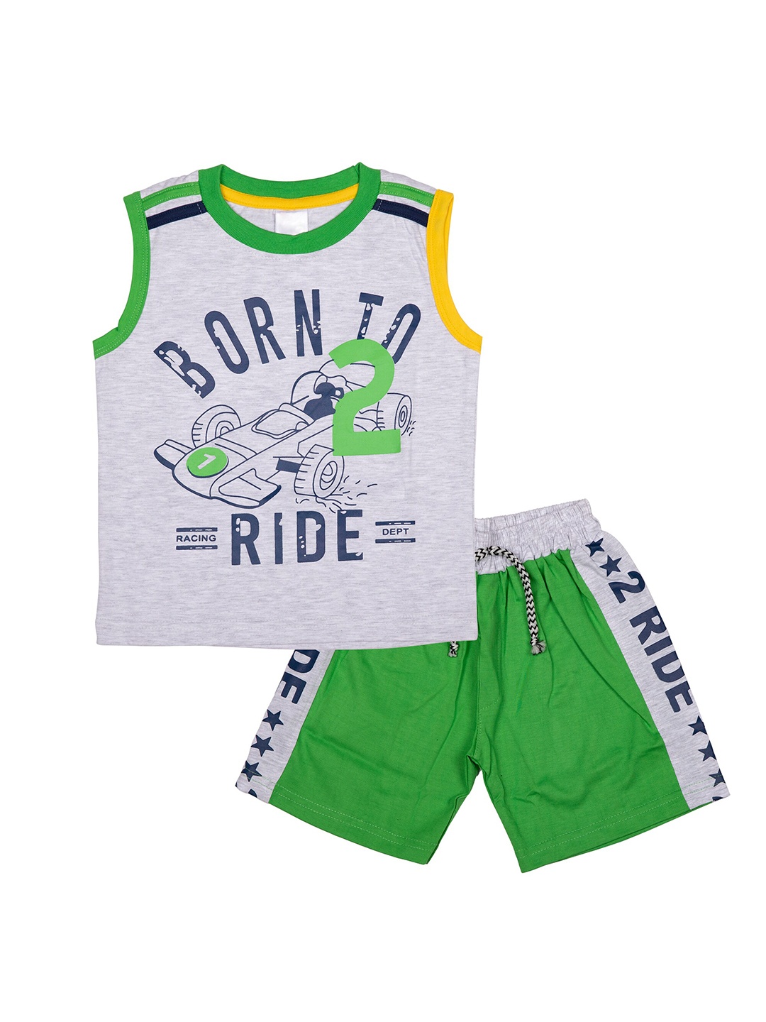 

BAESD Boys Printed T-shirt with Shorts, Green