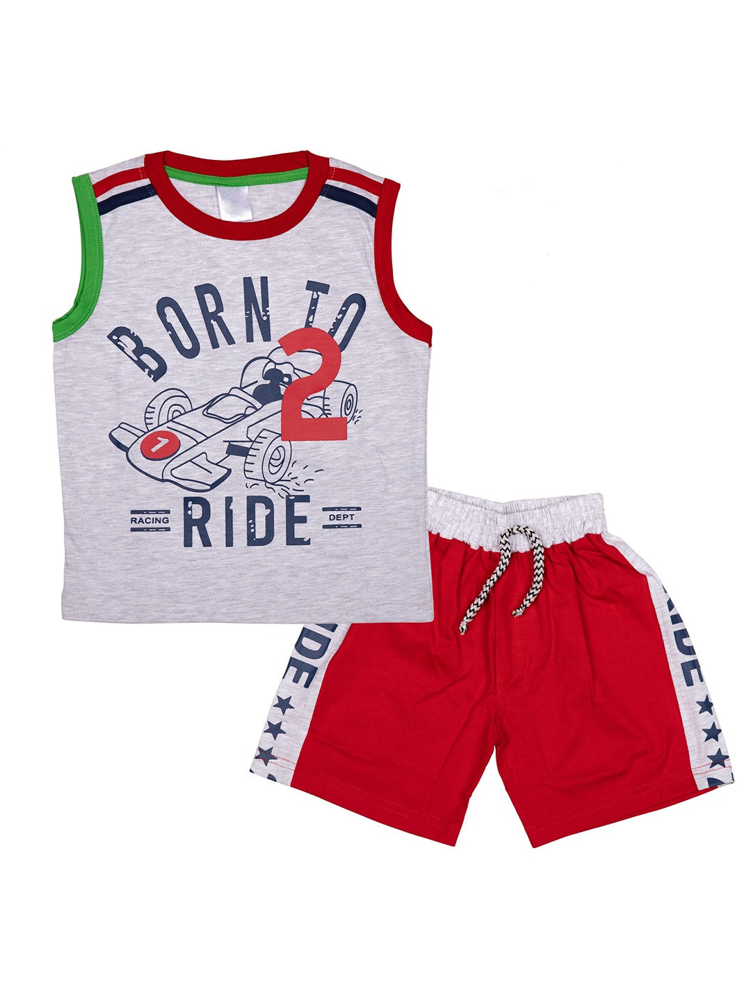 

BAESD Boys Printed T-shirt with Shorts, Red