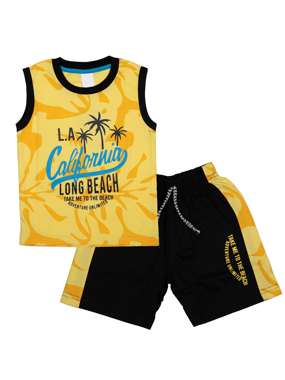 

BAESD Boys Printed T-shirt with Shorts, Yellow