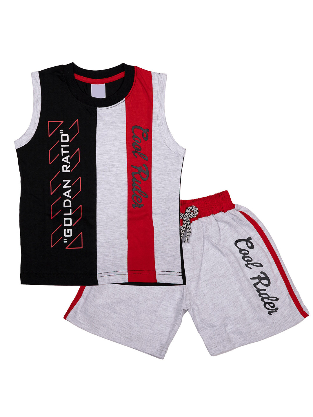 

BAESD Boys Printed T-shirt with Shorts, Black